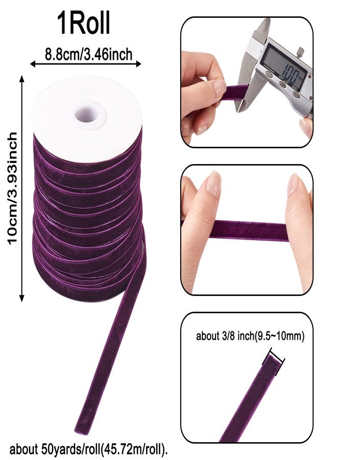 Craftdady 50 Yards Purple 3/8" Velvet Ribbons for Decoration Ornament Soft Single Face Velvet Ribbons for Gift Wrapping 10mm Flower Bouquet Ribbon for Choker Hair Bows Wreath DIY Crafts - Image 3